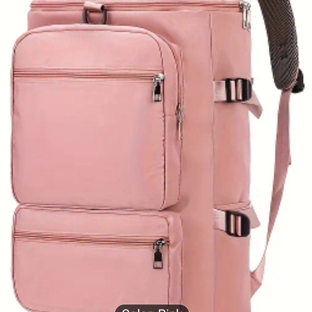 Stylish Pink Backpack with Multiple Compartments